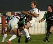 19 August 2005; Matt Cornwell, Leicester Tigers, in action against Dave Gannon, Connacht. Connacht Pre-Season Friendly 2005-2006, Connacht v Leicester Tigers, Sportsground, Galway. Picture credit; Damien Eagers / SPORTSFILE