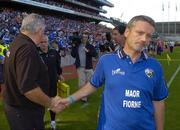 20 August 2005; Joe Kernan, Armagh manager, right shakes hands with Declan O'Loughlin, Laois selector. Bank of Ireland All-Ireland Senior Football Championship Quarter-Final, Armagh v Laois, Croke Park, Dublin. Picture credit; Damien Eagers / SPORTSFILE