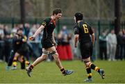 5 March 2014; Ardscoil Ris players Jerry McCabe, left, and Joe Cannon celebrate at the final whistle after defeating St Munchin's. SEAT Munster Schools Senior Cup Semi-Final, Ardscoil Ris v St Munchin's, St Mary's RFC, Limerick. Picture credit: Diarmuid Greene / SPORTSFILE