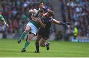 22 September 2001; Brian O'Driscoll, Ireland, is tackled by John Leslie and James McLaren, Scotland. Scotland v Ireland, Six Nations Rugby Championship, Murrayfield, Edinburgh, Scotland. Picture Credit; Matt Browne / SPORTSFILE *EDI*