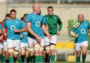 7 March 2014; Ireland's captain Paul O'Connell leads his team-mates on a warm up lap of the Aviva Stadium during the captain's run ahead of their side's RBS Six Nations Rugby Championship match against Italy on Saturday. Ireland Rugby Squad Captain's Run, Aviva Stadium, Lansdowne Road, Dublin. Picture credit: Matt Browne / SPORTSFILE