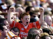 20 August 2005; An Armagh supporter cheers on his team during the game. Bank of Ireland All-Ireland Senior Football Championship Quarter-Final, Armagh v Laois, Croke Park, Dublin. Picture credit; David Maher / SPORTSFILE