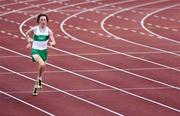 24 August 2005; Richie Yeates, 5000m/10,000m, who received a scholarship to Providence College, Rhode Island, New York, is timed by Irish Runner editor Frank Greally. Morton Stadium, Santry, Dublin. Picture credit; Brian Lawless / SPORTSFILE