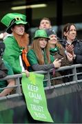 8 March 2014; Ireland supporters watch the team during their warmup before the game. RBS Six Nations Rugby Championship, Ireland v Italy, Aviva Stadium, Lansdowne Road, Dublin. Picture credit: Brendan Moran / SPORTSFILE