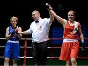 8 March 2014; Claire Grace, right, after she won her 69 Kg bout against Laoise Traynor. National Senior Women's Boxing Championship Finals, National Stadium, Dublin. Picture credit: Matt Browne / SPORTSFILE