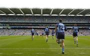 27 August 2005; Dublin players run onto the pitch. Bank of Ireland All-Ireland Senior Football Championship Quarter-Final Replay, Dublin v Tyrone, Croke Park, Dublin. Picture credit; Damien Eagers / SPORTSFILE