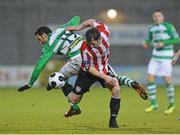 9 March 2014; Shane McEleney, Derry City, in action against Eamon Zayed, Shamrock Rovers. SSE Airtricity League Premier Division, Shamrock Rovers v Derry City, Tallaght Stadium, Tallaght, Co. Dublin. Picture credit: David Maher / SPORTSFILE