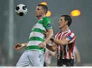 9 March 2014; Ciaran Kilduff, Shamrock Rovers, in action against Cliff Byrne, Derry City. SSE Airtricity League Premier Division, Shamrock Rovers v Derry City, Tallaght Stadium, Tallaght, Co. Dublin. Picture credit: David Maher / SPORTSFILE