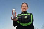 10 March 2014; Emma Hansberry, Castlebar Celtic, is presented with the Bus Éireann Women’s National League Player of the Month award for January. FAI Headquarters, Abbotstown, Dublin. Picture credit: Matt Browne / SPORTSFILE