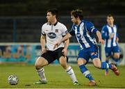 10 March 2014; Patrick Hoban, Dundalk, in action against Howard Beverland, Coleraine. Setanta Sports Cup Quarter-Final 2nd leg, Coleraine v Dundalk, Showgrounds, Coleraine, Co. Derry.. Picture credit: Oliver McVeigh / SPORTSFILE