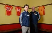 11 March 2014; Castlebar Mitchels captain Donal Newcombe, left, and team manager Pat Holmes during a press conference ahead of their AIB GAA Football All-Ireland Senior Championship Final against St Vincent's on Monday the 17th of March. An Sportlainn Complex, Castlebar, Co. Mayo. Picture credit: Barry Cregg / SPORTSFILE