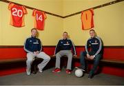 11 March 2014; Richie Feeney, left, Kevin Filan, and Tom King, Castlebar Mitchels, during a press conference ahead of their AIB GAA Football All-Ireland Senior Championship Final against St Vincent's on Monday the 17th of March. An Sportlainn Complex, Castlebar, Co. Mayo. Picture credit: Barry Cregg / SPORTSFILE