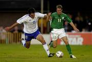 6 September 2005; Aiden McGeady, Republic of Ireland U21, in action against Jeremy Toulalan, France U21. UEFA U21 Championship, Republic of Ireland U21 v France U21, Turners Cross, Cork. Picture credit; Pat Murphy / SPORTSFILE