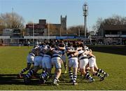 11 March 2014; Belvedere College players form a  huddle before the game. Beauchamps Leinster Schools Junior Cup, Semi-Final, St. Michael's College v Belvedere College, Donnybrook Stadium, Donnybrook, Dublin. Picture credit: Piaras Ó Mídheach / SPORTSFILE