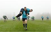 13 March 2014; Ireland's Gordon D'Arcy and Fergus McFadden during squad training ahead of their side's RBS Six Nations Rugby Championship 2014 match against France on Saturday. Ireland Rugby Squad Training, Carton House, Maynooth, Co. Kildare. Picture credit: Matt Browne / SPORTSFILE