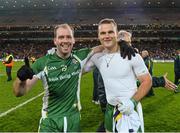 26 October 2013; Ciaran McKeever and Neil McGee, Ireland celebrate after the game. International Rules Second Test, Ireland v Australia, Croke Park, Dublin. Picture credit: Oliver McVeigh / SPORTSFILE