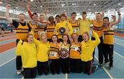 16 March 2014; Leevale AC, Co. Cork, who won the Men's and Women's League at the Woodie’s DIY Indoor Track and Field League Final. Athlone Institute of Technology International Arena, Athlone, Co. Westmeath. Photo by Sportsfile