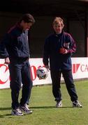 12 April 1999; St Patrick's Athletic manager Liam Buckley, right and Martin Russell during a St Patrick's Athletic Training Session at Richmond Park in Dublin. Photo By Brendan Moran/Sportsfile