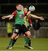 17 March 2014; Stephen McAlorum, Glentoran, in action against Robert Bayly, Shamrock Rovers. Setanta Sports Cup Quarter-Final 2nd leg, Glentoran v Shamrock Rovers, The Oval, Belfast, Co. Antrim. Picture credit: Oliver McVeigh / SPORTSFILE