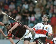 2 October 2005; Michael Rice, UCC, in action against Maurice Cahill, Cloyne. Cork Senior Hurling Championship Semi-Final, Cloyne v UCC, Pairc Ui Chaoimh, Cork. Picture credit: David Maher / SPORTSFILE