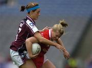 2 October 2005; Deirdre O'Reilly, Cork, in action against Emer Flaherty, Galway. TG4 Ladies All-Ireland Senior Football Championship Final, Galway v Cork, Croke Park, Dublin. Picture credit: Pat Murphy / SPORTSFILE