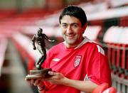 5 October 2005; Derry City's Peter Hutton who was presented with the eircom / Soccer Writers Association of Ireland Player of the Month award for September. Brandywell, Derry. Picture credit; Lorcan Doherty / SPORTSFILE