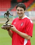 5 October 2005; Derry City's Peter Hutton who was presented with the eircom / Soccer Writers Association of Ireland Player of the Month award for September. Brandywell, Derry. Picture credit; Lorcan Doherty / SPORTSFILE