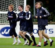 6 October 2005; Steve Jones, Keith Gillespie, Steve Davis, and Michael Ingram, Northern Ireland, in action during squad training. Newforge Training Ground, Belfast. Picture credit: Oliver McVeigh / SPORTSFILE