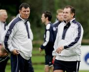 6 October 2005; Northern Ireland manager Laurie Sanchez and assistant Gerry Armastrong, right, during squad training. Newforge Training Ground, Belfast. Picture credit: Oliver McVeigh / SPORTSFILE