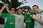 6 October 2005; Republic of Ireland supporters left to right, Mark O'Connor, Ross Sambra, Mark O'Connor and Mark Hedderman, all from Dublin, show their support ahead of the 2006 FIFA World Cup Qualifier against Cyprus. Limassol, Cyprus. Picture credit: David Maher / SPORTSFILE
