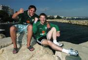 7 October 2005; Republic of Ireland supporters Myles Muldowney, left, and Graham O'Sullivan, both from Dublin, show their support ahead of the 2006 FIFA World Cup Qualifier against Cyprus. Limassol, Cyprus. Picture credit: David Maher / SPORTSFILE