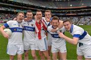 17 March 2014; St Vincent's players, from left to right, Tomas Quinn, Michael Concarr, Shane Carthy, Jarlath Curley, Luke Bree and Kevin Bonnie celebrate after the match. AIB GAA Football All-Ireland Senior Club Championship Final, Castlebar Mitchels, Mayo, v St Vincent's, Dublin. Croke Park, Dublin. Picture credit: Ramsey Cardy / SPORTSFILE