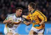 19 March 2014; Joe Maher, Offaly, in action against Conor McGill, Meath. Cadbury Leinster GAA Football U21 Championship, Semi-Final, Offaly v Meath, Parnell Park, Dublin. Picture credit: Piaras Ó Mídheach / SPORTSFILE