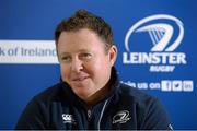 20 March 2014; Leinster head coach Matt O'Connor speaking to the media during a press conference ahead of his side's Celtic League 2013/14, Round 17, match against Zebre on Friday. Leinster Rugby Press Conference, UCD, Belfield, Dublin. Picture credit: Matt Browne / SPORTSFILE