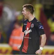 21 March 2014; Steven Beattie, Bohemians, celebrates after Conor Kenna, Shamrock Rovers had scored an own goal. Airtricity League Premier Division, Bohemians v Shamrock Rovers, Dalymount Park, Dublin. Picture credit: David Maher / SPORTSFILE
