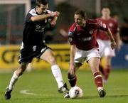 7 October 2005; Gary O'Neill, Shelbourne, in action against Stephen Caffrey, St. Patrick's Athletic. eircom League, Premier Division, Shelbourne v St. Patrick's Athletic, Tolka Park, Dublin. Picture credit: Brian Lawless / SPORTSFILE
