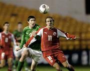 11 October 2005; Stephen Ward, Republic of Ireland, in action against Reto Ziegler, Switzerland. European U21 Championship Qualifier, Republic of Ireland U21 v Switzerland U21, Tolka Park, Dublin. Picture credit: Brian Lawless / SPORTSFILE