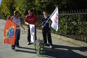 13 October 2005; Ulster's Paul Steinmetz, left, Munster's Anthony Foley, centre, and Leinster's Brian O'Driscoll at the launch of the 2005 / 2006 Heineken Cup tournament. ERC Offices, St Stephen's Green, Dublin. Picture credit: Brendan Moran / SPORTSFILE