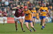 23 March 2014; Paul Flanagan, Clare, in action against Niall Burke, Galway. Allianz Hurling League Division 1A Round 5, Clare v Galway, Cusack Park, Ennis, Co. Clare. Picture credit: Ray Ryan / SPORTSFILE