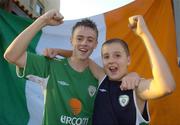 6 October 2005; Republic of Ireland supporters Ryan, left, and Aidan McEvoy, from Finglas, Dublin, show their support ahead of the 2006 FIFA World Cup Qualifier against Cyprus. Limassol, Cyprus. Picture credit: Brendan Moran / SPORTSFILE