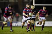 28 March 2014; Michael McGrath, Clontarf, goes past the Old Belvedere defence. Ulster Bank League Division 1A, Clontarf v Old Belvedere, Castle Avenue, Clontarf, Dublin. Picture credit: Matt Browne / SPORTSFILE