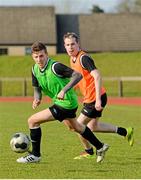 29 March 2014; Luke Evans, from Artane, Dublin, in action against Ryan Nolan, from Bray, Co. Wicklow, during a 7-a-side football training session at the Paralympics Ireland 2014 Athlete Panel Multisport Training Camp, University of Limerick, Limerick. Picture credit: Diarmuid Greene / SPORTSFILE