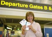 2 November 2005; Mary Davis, Chief Executive Officer of Special Olympics Ireland, prior to her departure from Dublin Airport for New York to run the New York Marathon. Dublin Airport, Dublin. Picture credit; Pat Murphy / SPORTSFILE