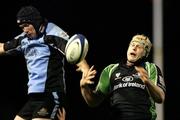 4 November 2005; Andrew Farley, Connacht, contests a lineout ball with Dan Turner, Glasgow Warriors. Celtic League 2005-2006, Group A, Glasgow Warriors v Connacht, Hughenden, Glasgow, Scotland. Picture credit: Gordon Fraser / SPORTSFILE