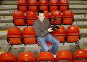 10 November 2005; Shelbourne's Jason Byrne who was presented with the eircom / Soccer Writers Association of Ireland Player of the Month award for October. Tolka Park, Dublin. Picture credit: Brian Lawless / SPORTSFILE
