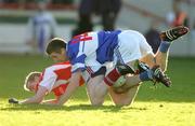 13 November 2005; Barry Harte, St. Senans Kilkee, in action against Mark Cummins, Monaleen. Munster Club Senior Football Championship, Monaleen v St. Senans Kilkee, Gaelic Grounds, Limerick. Picture credit: Kieran Clancy / SPORTSFILE