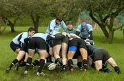 15 November 2005; The Irish forwards practice their scrummaging during squad training. Ireland rugby squad training, Clongowes College, Clane, Co. Kildare. Picture credit: Brendan Moran / SPORTSFILE