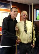 15 November 2005; Steve Davis with the victorious Michael Moran from Cabra who was one of six Boylesports customers who won the opportunity to play a game of pool against Steve Davis. Boylesports, Camden Street, Dublin. Picture credit: Damien Eagers / SPORTSFILE