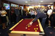 15 November 2005; Steve Davis in action against one of six Boylesports customers who won the opportunity to play a game of pool against Steve Davis. Boylesports, Camden Street, Dublin. Picture credit: Damien Eagers / SPORTSFILE