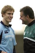 15 November 2005; Andrew Trimble, left, with assistant coach Niall O'Donovan during squad training. Ireland rugby squad training, Clongowes College, Clane, Co. Kildare. Picture credit: Brendan Moran / SPORTSFILE